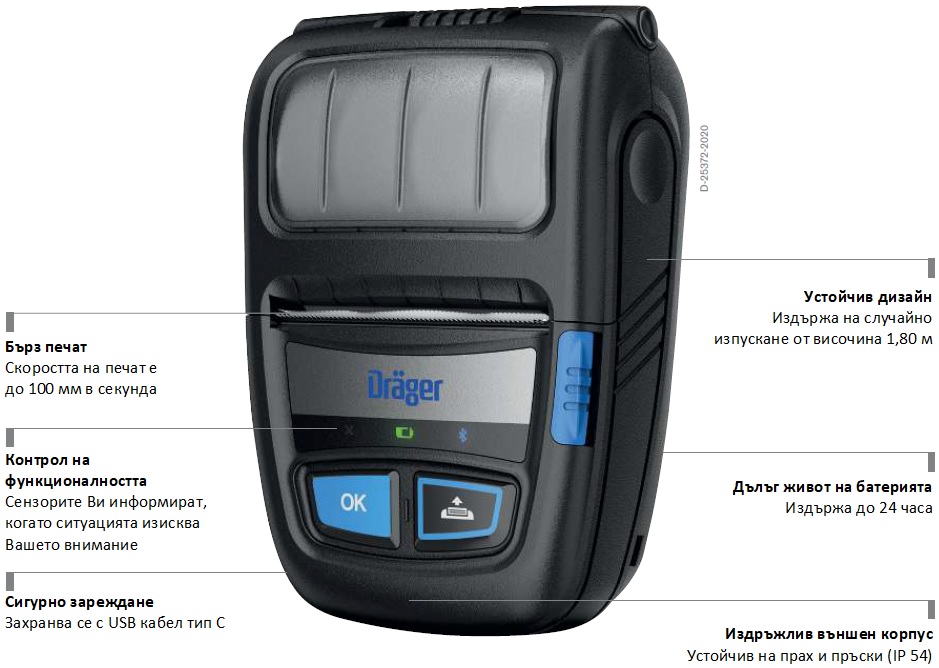 drager bluetooth printer alcotest 6000 мобилен безжичен принтер BT